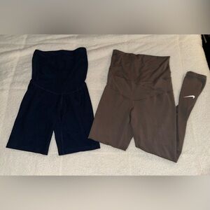 Beyond the Bump by Beyond Yoga Navy Shorts & Nike Brown Leggings Maternity Duo